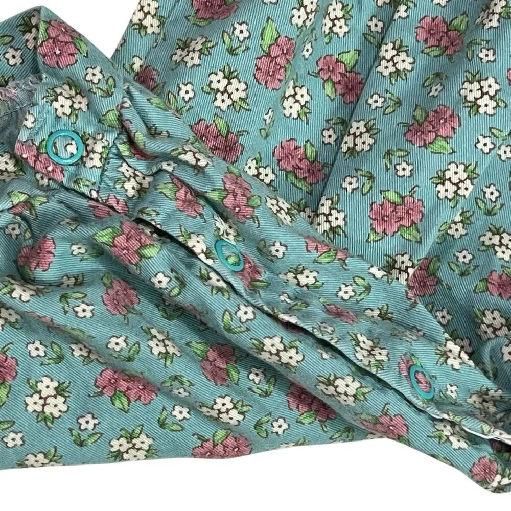 Vintage Carters Baby Romper 12-18M Blue Floral Lace Bear Embroidery cute classic